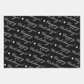 Black White Merry Prettige feestdagen Inpakpapier Vel (Voorkant 3)