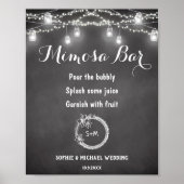 Black White Mimosa Bar String Lights Poster (Voorkant)