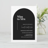 Black & White Minimal Arch Miss Mrs. Vrijgezellenf Kaart (Staand voorkant)