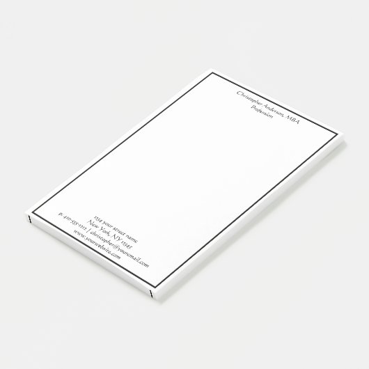 Black White Minimal Business Professional Post-it® Notes (Schuin)