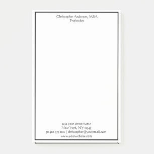 Black White Minimal Business Professional Post-it® Notes