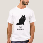 Black White Minimal Cat Daddy Funny T-shirt (Voorkant)