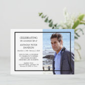 Black White Minimal Celebring Life Aangepaste foto Kaart (Staand voorkant)