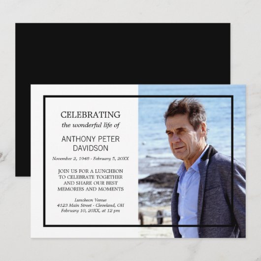 Black White Minimal Celebring Life Aangepaste foto Kaart (Voorkant / Achterkant)