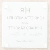 Black & White Minimal Clean Monogram Wedding Glazen Onderzetter (Achterkant)