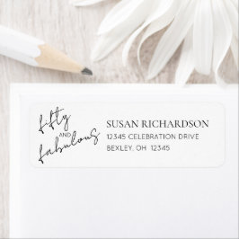 Black White Minimal Fifty and Fabulous Address Etiket