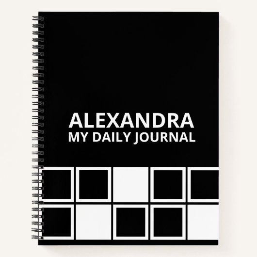 Black White Minimal Modern Squared Daily Notitieboek (Voorkant)