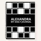 Black White Minimal Modern Squared Daily  Notitieboek (Voorkant)