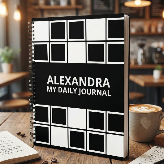 Black White Minimal Modern Squared Daily  Notitieboek