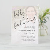 Black White Minimal Photo 50 and Fabulous Birthday Kaart (Staand voorkant)