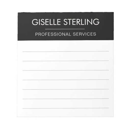 Black White Minimal Professional Modern Business Notitieblok (Voorkant)