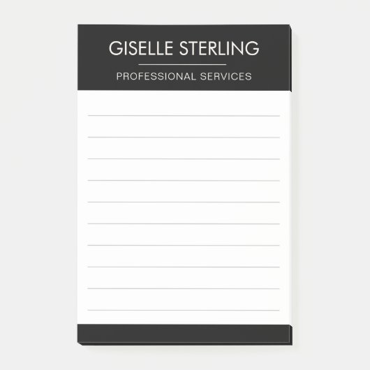 Black White Minimal Professional Modern Business Post-it® Notes (Voorkant)