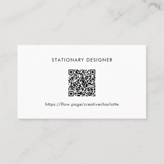 Black & White Minimal Professional QR Code Visitekaartje (Achterkant)