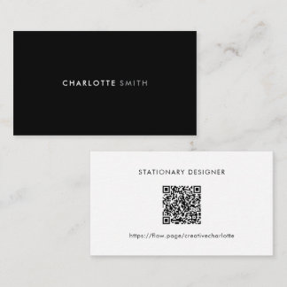 Black & White Minimal Professional QR Code Visitekaartje