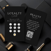Black & White Minimal Salon QR Code Loyalty Visitekaartje