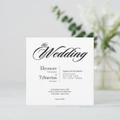 Black & White Minimal Square Wedding Invitation Kaart (Staand voorkant)