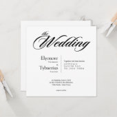Black & White Minimal Square Wedding Invitation Kaart (Voorkant / Achterkant in situ)