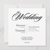 Black & White Minimal Square Wedding Invitation Kaart (Voorkant)