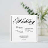 Black & White Minimal Square Wedding Invitation Kaart (Staand voorkant)