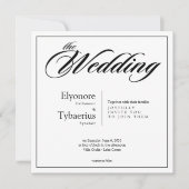 Black & White Minimal Square Wedding Invitation Kaart (Voorkant)