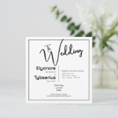 Black & White Minimal Square Wedding Invitation Kaart (Staand voorkant)
