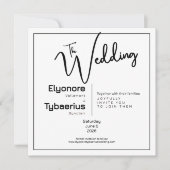 Black & White Minimal Square Wedding Invitation Kaart (Voorkant)