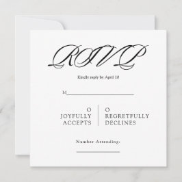 Black& White Minimal Square Wedding RSVP Kaart