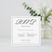 Black& White Minimal Square Wedding RSVP Kaart (Staand voorkant)