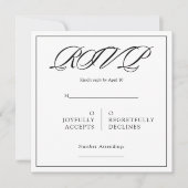 Black& White Minimal Square Wedding RSVP Kaart (Voorkant)