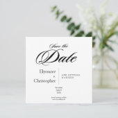 Black & White Minimal Square Wedding Save the Date Kaart (Staand voorkant)