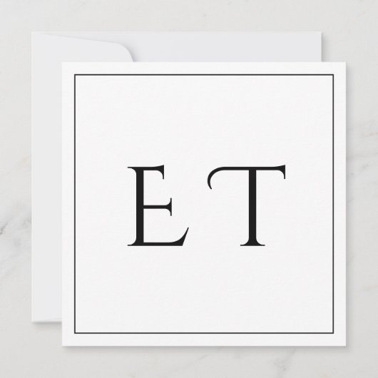 Black & White Minimal Square Wedding Save the Date Kaart (Achterkant)