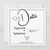 Black & White Minimal Square Wedding Save the Date Kaart (Voorkant)