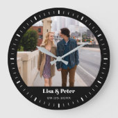 Black & White Minimal Valentine Wedding Grote Klok (Voorkant)