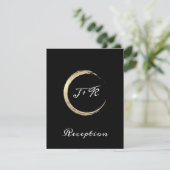 Black White Minimalism Gold Wedding Reception Kaar Kaart (Staand voorkant)