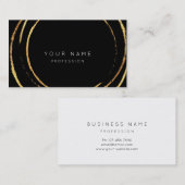 Black White Minimalism Professional Gold Abstract Visitekaartje (Voorkant / Achterkant)