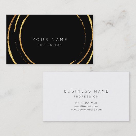 Black White Minimalism Professional Gold Abstract Visitekaartje (Voorkant / Achterkant)