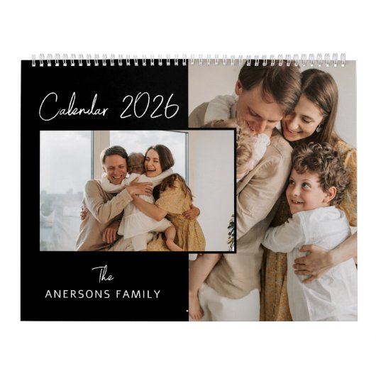 Black & White Minimalist Aesthetic Family Photo Kalender (Hoes)