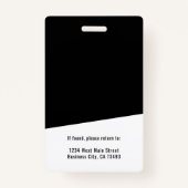Black White Minimalist Bedrijf Logo Medewerker ID Badge (Achterkant)