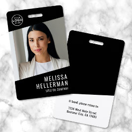 Black White Minimalist Bedrijf Logo Medewerker ID Badge