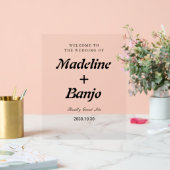 Black & White Minimalist Calligraphy Wedding  Acryl Bord (Huwelijk)