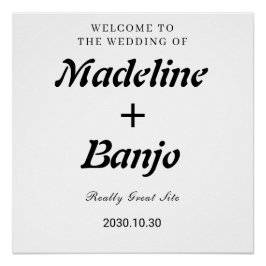 Black & White Minimalist Calligraphy Wedding  Perfect Poster