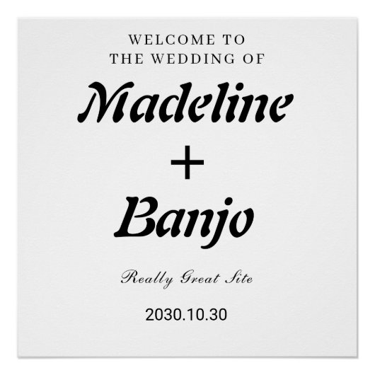 Black & White Minimalist Calligraphy Wedding  Perfect Poster (Voorkant)