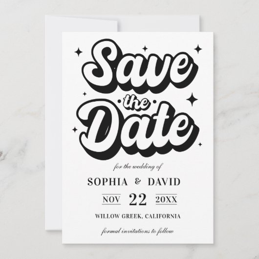 Black & White Minimalist Modern Wedding Save The Date (Voorkant)