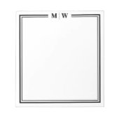 Black White Minimalist Monogram Notitieblok (Voorkant)