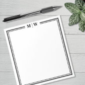 Black White Minimalist Monogram Notitieblok