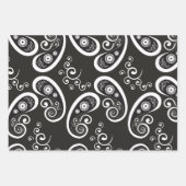 Black White Minimalist Paisley Inpakpapier Vel (Voorkant 2)