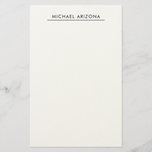 Black & White Minimalist Plain Modern Briefpapier (Voorkant)