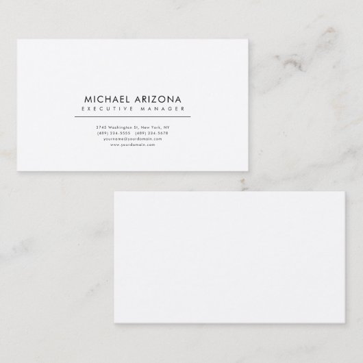 Black & White Minimalist Plain Premium Silk Visitekaartje (Voorkant / Achterkant)