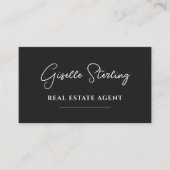 Black & White Minimalist Real Estate Agent QR Code Visitekaartje (Voorkant)