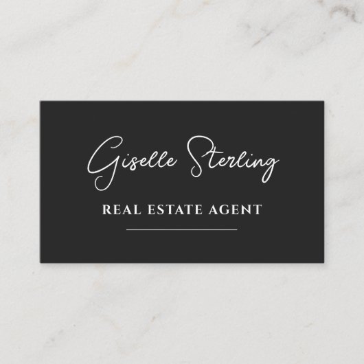 Black & White Minimalist Real Estate Agent QR Code Visitekaartje (Voorkant)